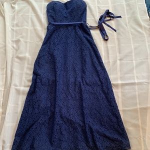 Belsoie Strapless Blue Lace Dress